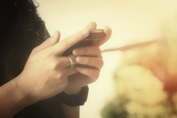 Woman using smart phone