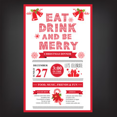 Christmas restaurant and party menu, invitation.