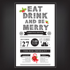 Christmas restaurant and party menu, invitation. - 90293995