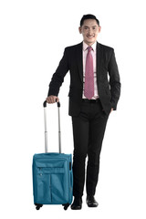 Business man walking with suitcase