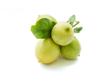 close up of fresh limes isolated on white