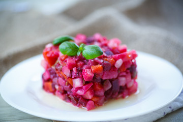 salad of boiled vegetables with beets