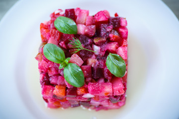 salad of boiled vegetables with beets
