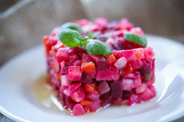 salad of boiled vegetables with beets