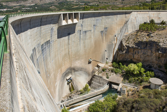  Dam Wall at the Beznar Reservoir , Granada Province, Andalusia, Spain