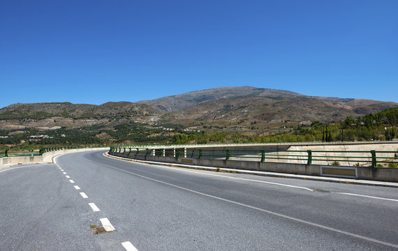 Approach Road to the Beznar Reservoir , Granada Province, Andalusia, Spain
