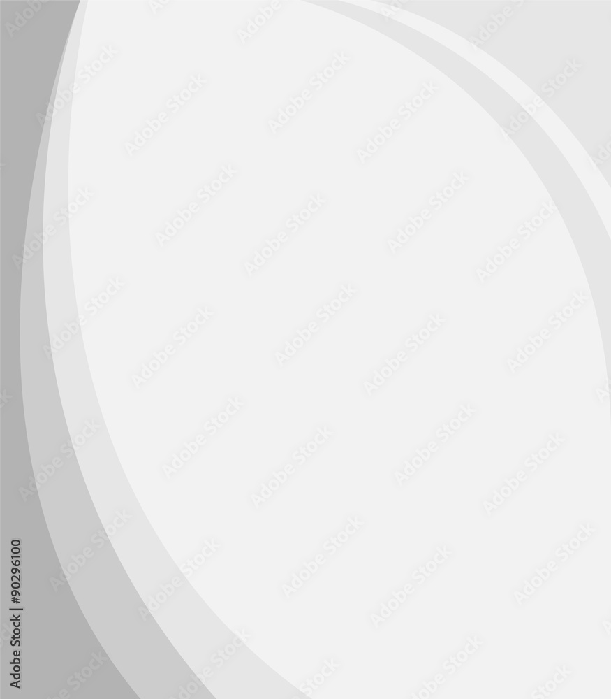 Wall mural gray white soft lines curves frame corner with copy space for text.