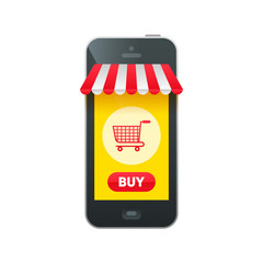 Online market in smartphone icon