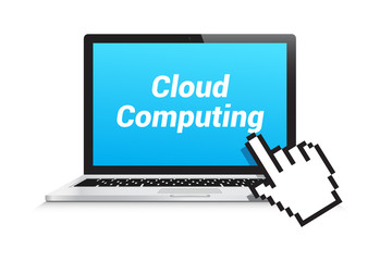 Cloud Computing Laptop Hand Pointer