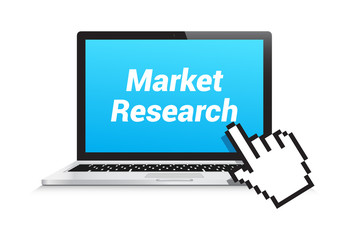 Market Research Laptop Hand Pointer