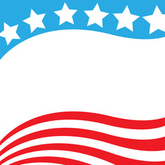 Obraz premium Patriotic background frame border with an abstract USA flag characters and empty space for text.