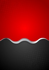 Red black contrast background with metal wave