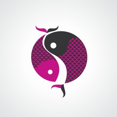 Ilustração estilizada de carpas, peixes ornamentais japoneses.