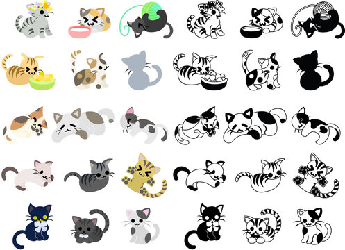 Cute icons of various cats