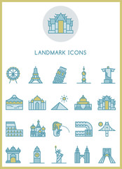 Landmark icons set vector design concept