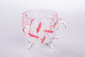 Glass cup on a background