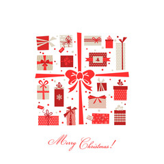 Vintage Christmas Gifts Postcard -  in vector