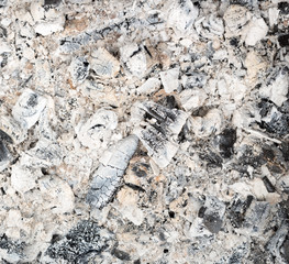 Remains wood coal and ashes after the combustion of firewood