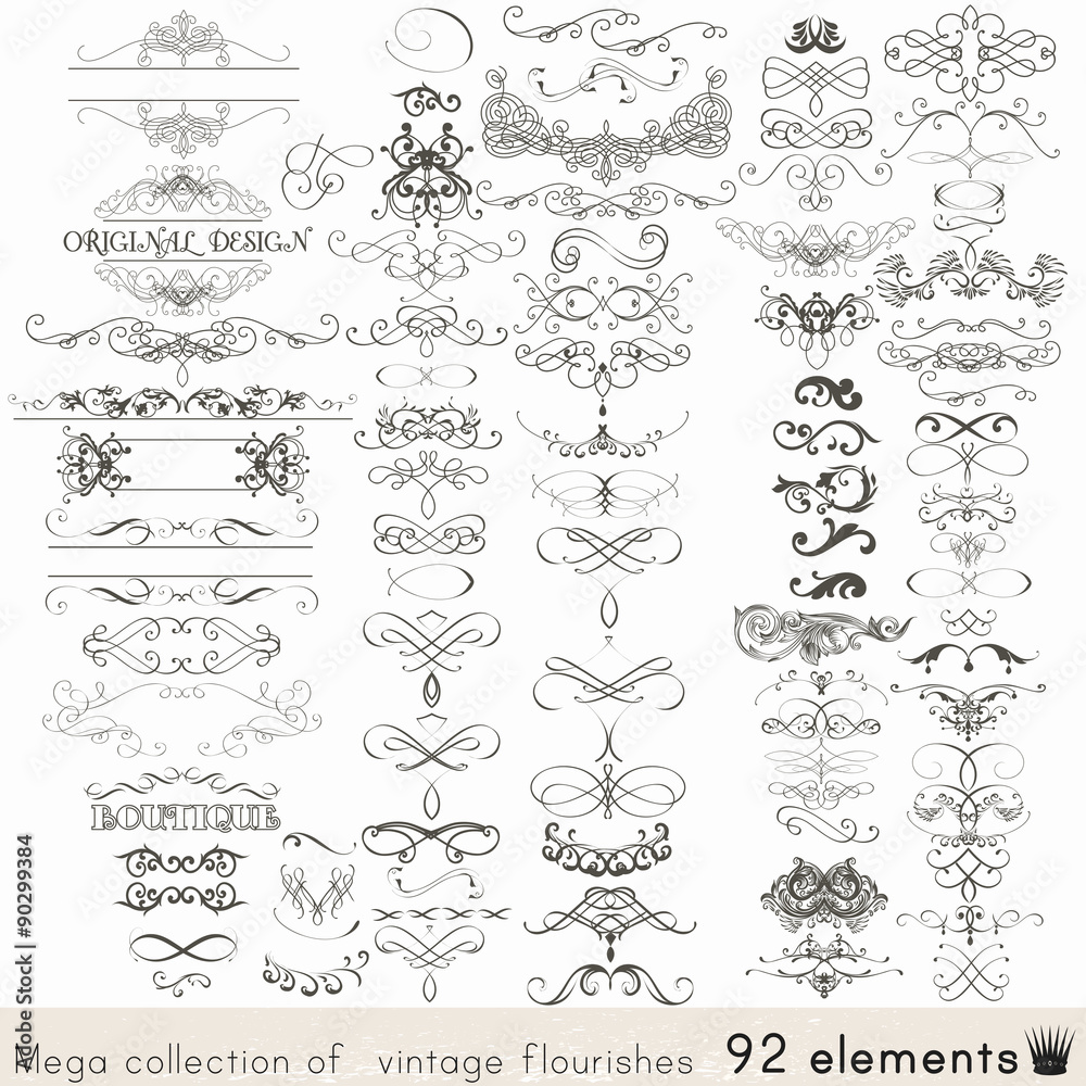 Canvas Prints set of vector calligraphic elements and page decorations