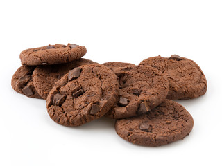 soft dark chocolate brownie cookies on white