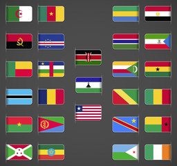 World flags collection, Africa, part 1. Labeled in layers panel. Flags on the right hand side reflected around vertical axis.