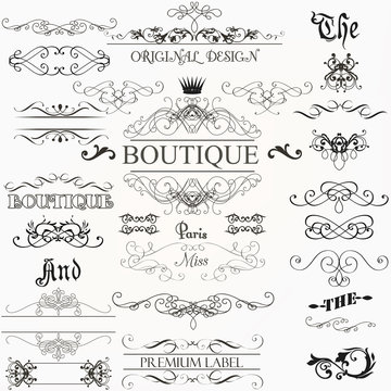 Set of vector calligraphic elements and page decorations