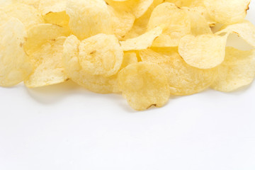 potato chips on white background