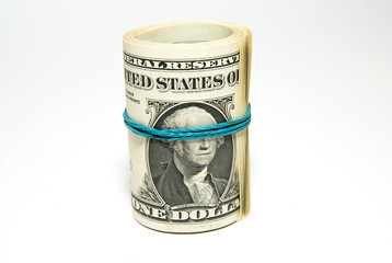 Banknotes US dollars related to the stack