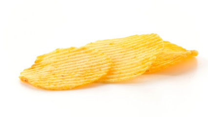 potato chips on white background