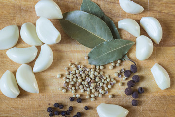 set of spices garlic pepper