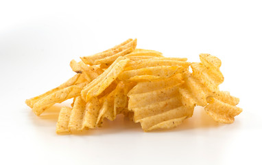 potato chips on white background