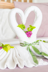 Sweet towel decoration on bedroom - Love concept for valentine