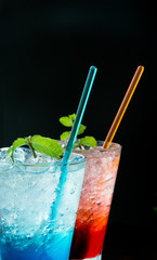 blue hawaiian soda with peppermint on top