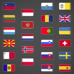World flags collection, Europe part 2. Labeled in layers panel. Flags on the right hand side reflected around vertical axis.