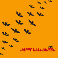 Halloween background with flying bats. Vector illustration