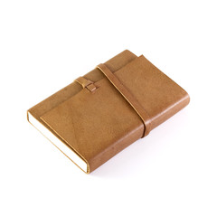 brown Leather notebooks isolated on white background