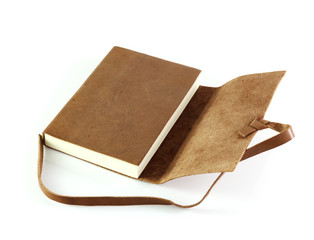 brown Leather notebooks isolated on white background