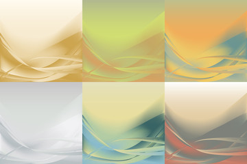 Set of wavy banners horizontal colorful light pastel