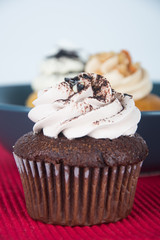 cupcake. chocolate cupcakes on the background