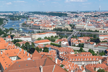 Obraz premium Prague from above in the sunny day