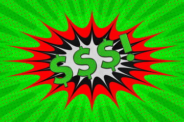 Dollar signs in pop art style