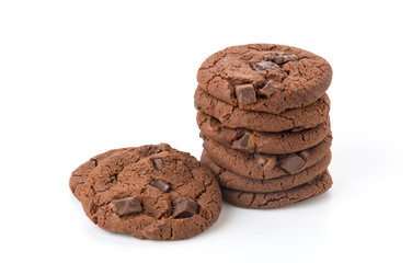 soft dark chocolate brownie cookies on white