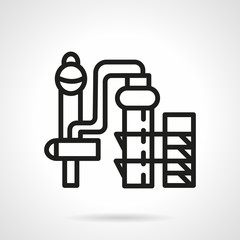 Chemical plant black line vector icon