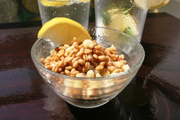 Salad of boiled wheat and corn