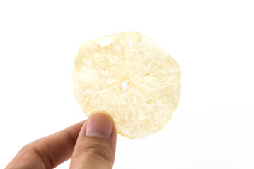 potato chips on white background