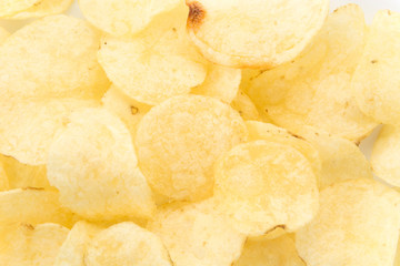 potato chips on white background