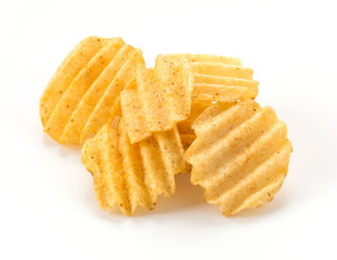 potato chips on white background