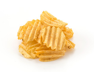 potato chips on white background