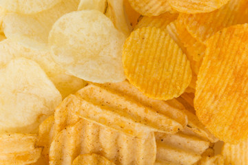 potato chips on white background