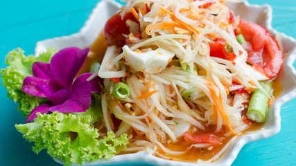 thai Style Papaya Salad with Salted Eggs